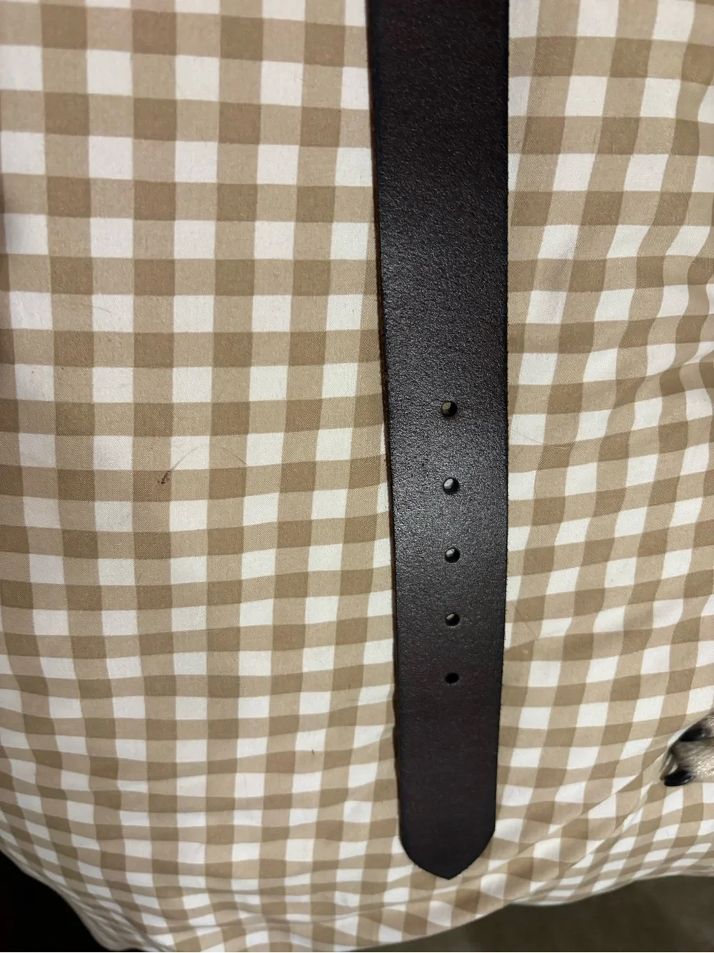 Women's Dark Brown Leather Belt with Brass Round Buckle